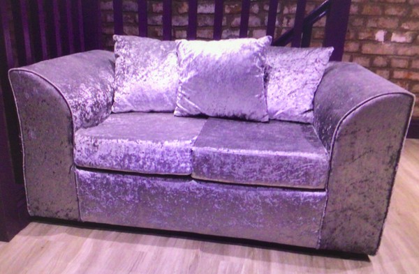 Silver Crushed Velvet Sofas