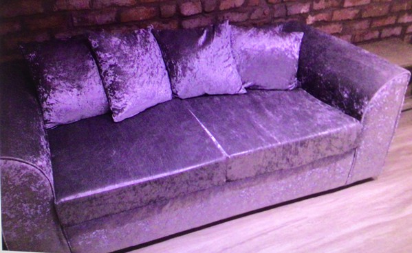 Silver Crushed Velvet Settee