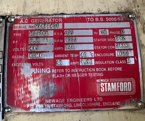 Stamford Alternator 625kva