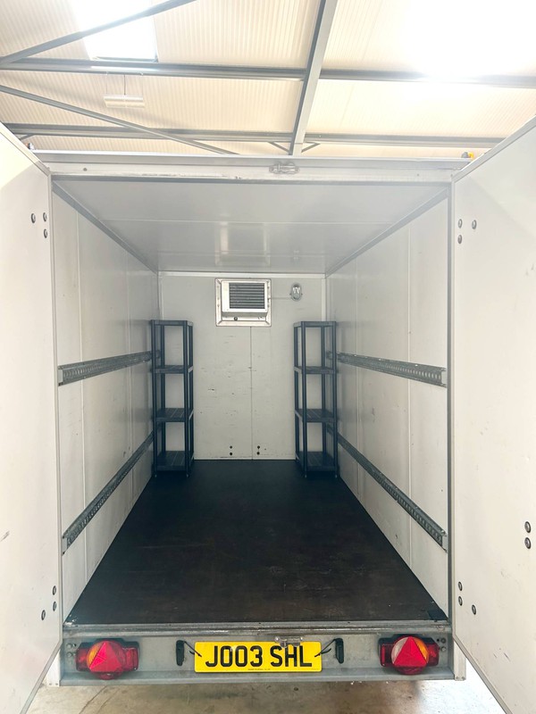 Large white fridge box trailer