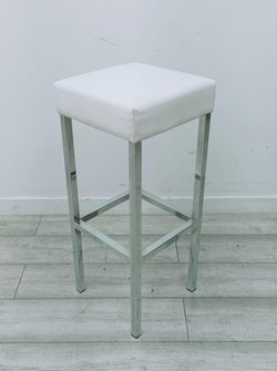 Secondhand 73x Barstool, Black/White Leather For Sale