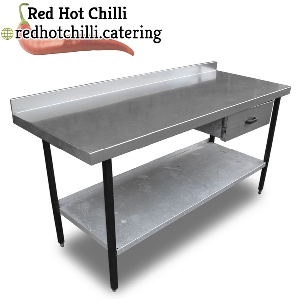 Secondhand 1.8m Stainless Steel Table With Drawer For Sale