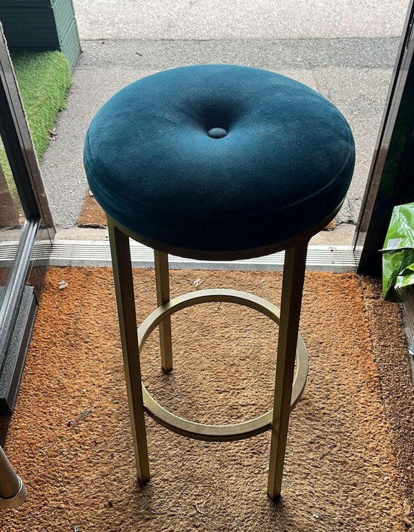 Job Lot Blue Teal Velvet Stools