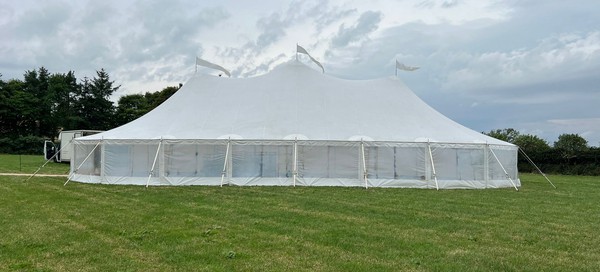 Secondhand 83' x 44' Sailcloth Marquee For Sale