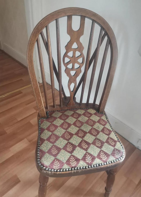 Traditional Upholstered Wooden Chairs for sale