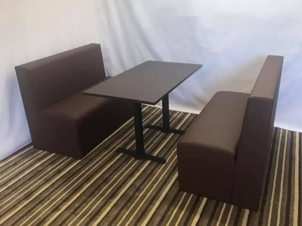 2x Plain Brown Seats With Table For Sale