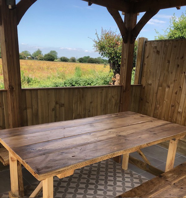 Reclaimed Folding Rustic Outdoor Trestle Tables