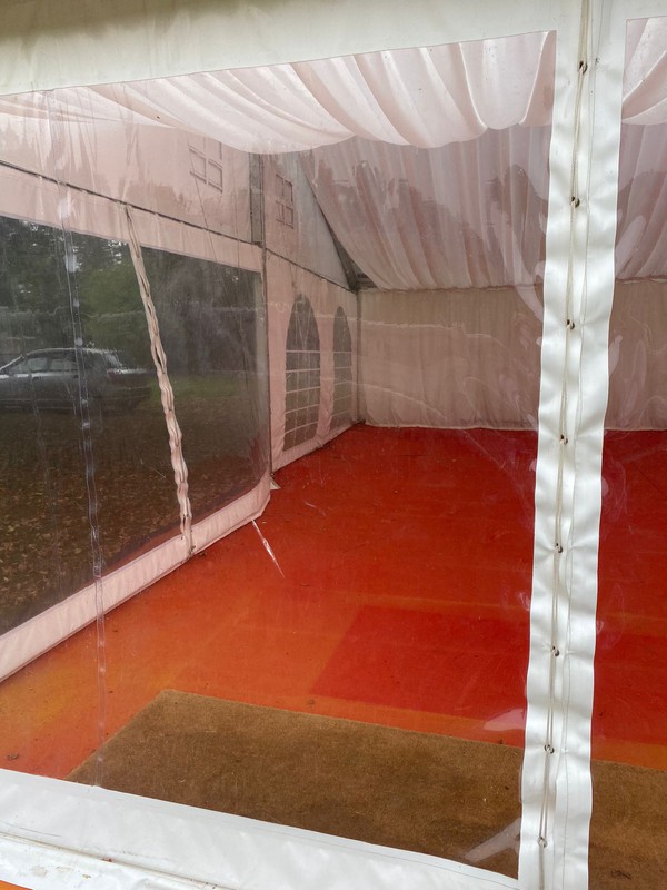 Secondhand 35ft x 35ft White Marquee with one extra 15ft Section Available For Sale