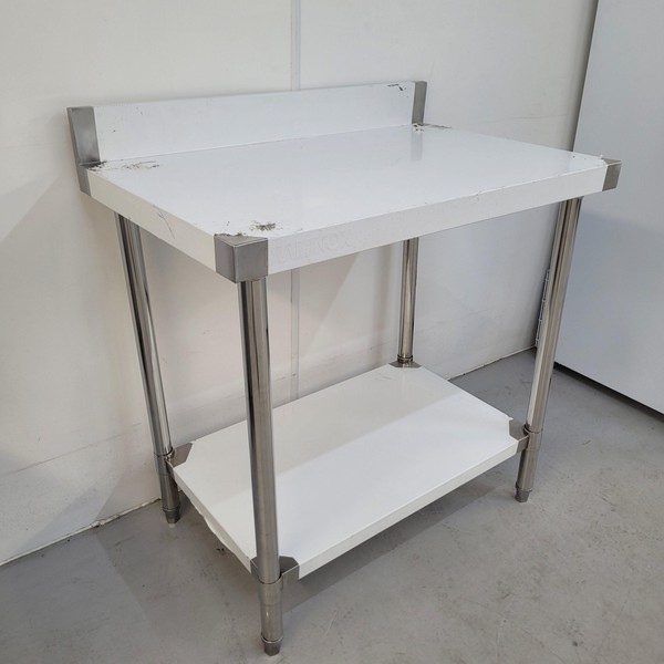 New B Grade Diaminox Stainless Table with Shelf 90cm Wide For Sale