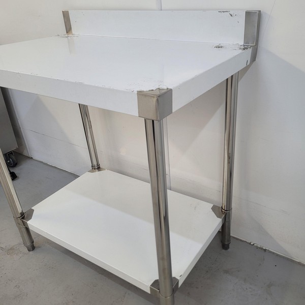 New B Grade Diaminox Stainless Table with Shelf 90cm Wide For Sale