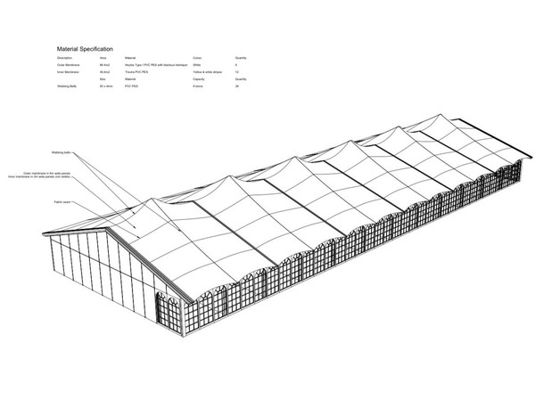 14m x 36.5m Bespoke Marquee plans