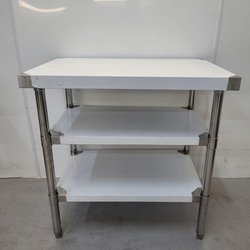 New B Grade Diaminox Stainless Table with 2 Shelves 90cm Wide For Sale