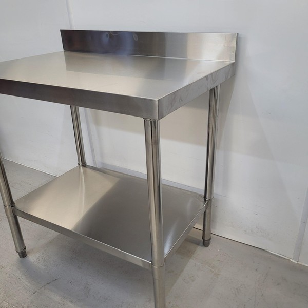 New B Grade Diaminox Stainless Table with Shelf 90cm Wide For Sale