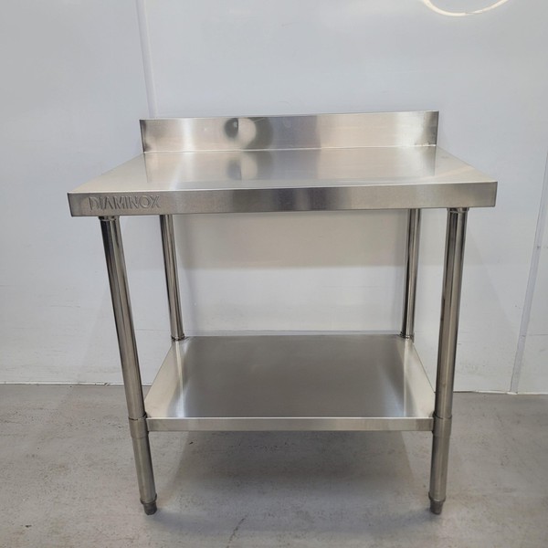 New B Grade Diaminox Stainless Table with Shelf 90cm Wide For Sale