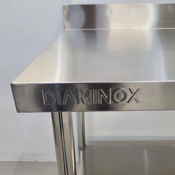 New B Grade Diaminox Stainless Table with Shelf 90cm Wide For Sale