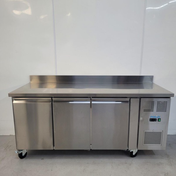 New B Grade Polar Triple Door Stainless Bench Freezer 417 Litre DL917  U18768