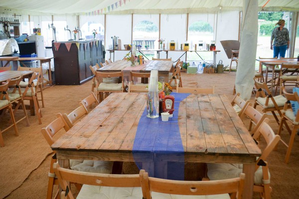 Rustic trestle tables