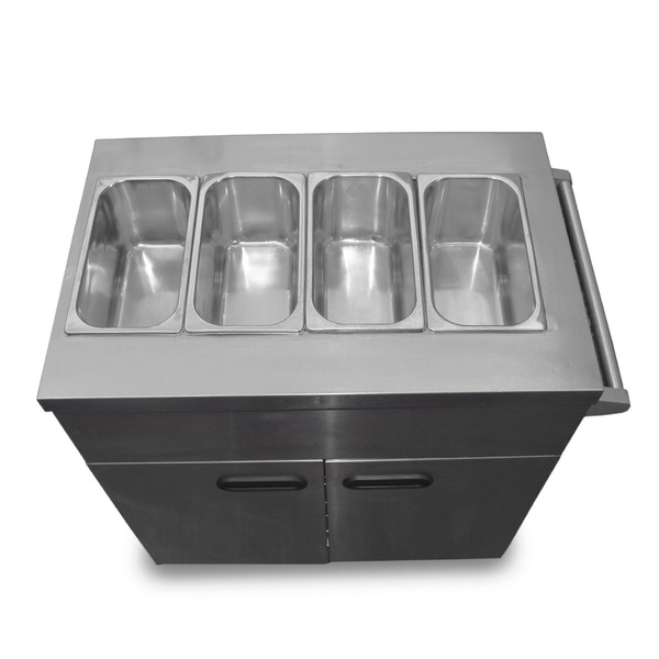 Four pan bain marie with hot cupboard