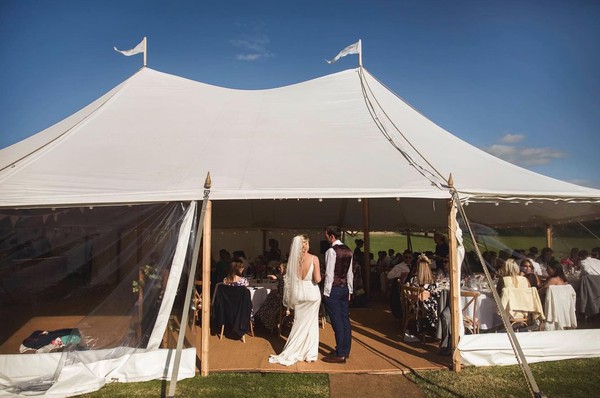 2x 12m x 24m Celeste (Barkers) Pole Marquee