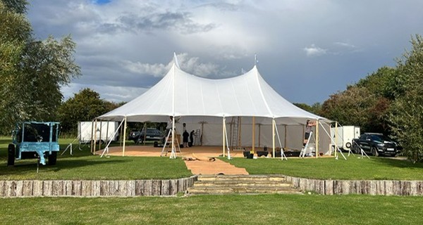 Secondhand Sailcloth Marquee - 18m x 18m/12m x 18m For Sale