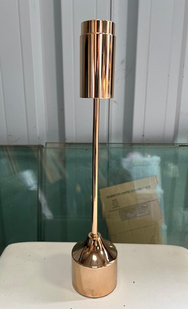 Secondhand 83x Gold Candle Stands, Glass Covers