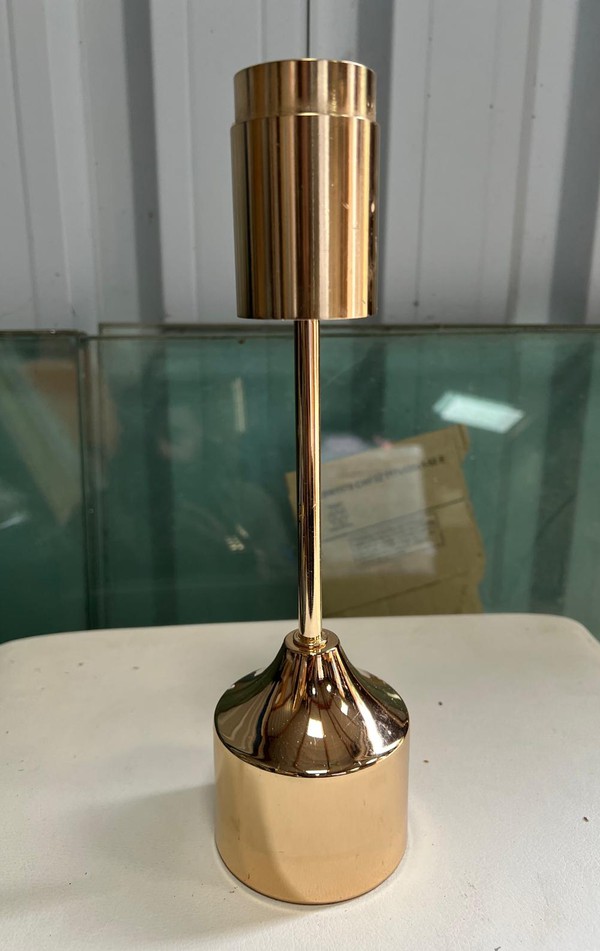 Secondhand 83x Gold Candle Stands, Glass Covers For Sale