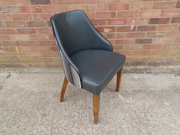 Secondhand CFC1683 Tub Chair with Grey and Black Stripe Fabric For Sale