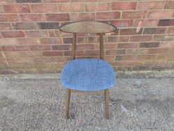 Secondhand CFC1796 Wooden Dining Chair with Blue Seat Pad For Sale