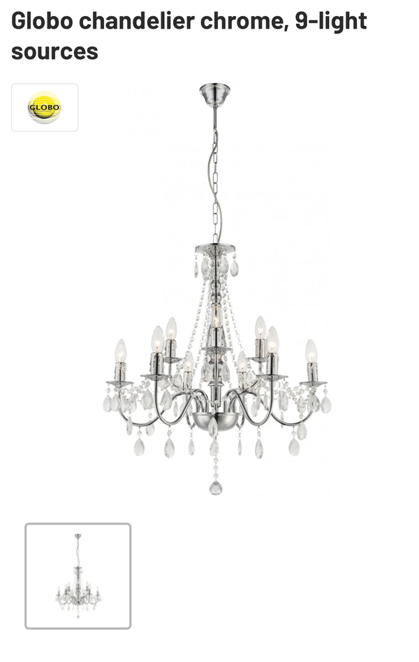 3x 9 Bulb Chrome Chandeliers For Sale