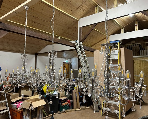 Secondhand 3x 9 Bulb Chrome Chandeliers