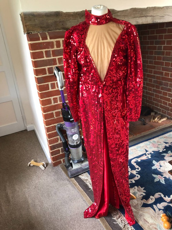 Red sequin dress show costume