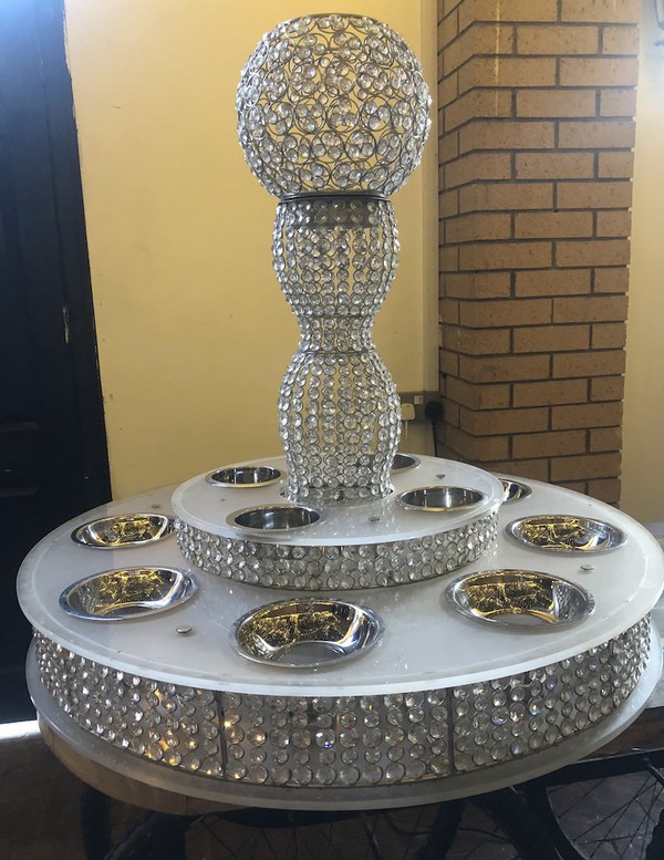 Glass Lazy Susan with crystal centrepiece