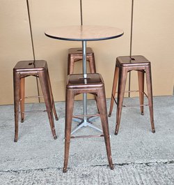 New Poseur Table Copper Bar Stools For Sale