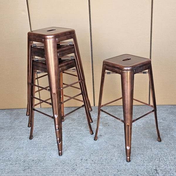 New Poseur Table Copper Bar Stools For Sale