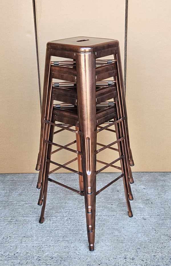 New Poseur Table Copper Bar Stools For Sale