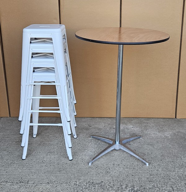 New Poseur Table White Bar Stools For Sale