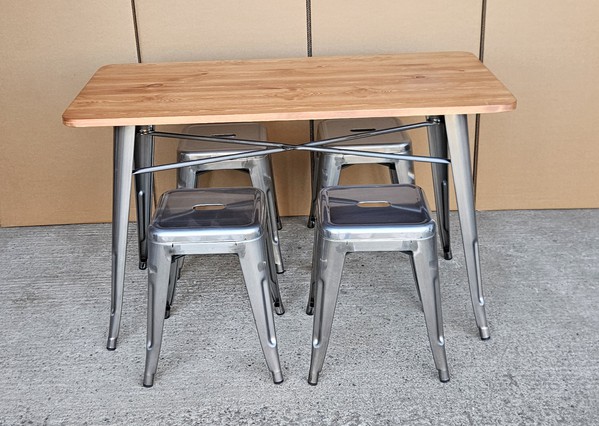 New Gunmetal Table & Stool Set For Sale