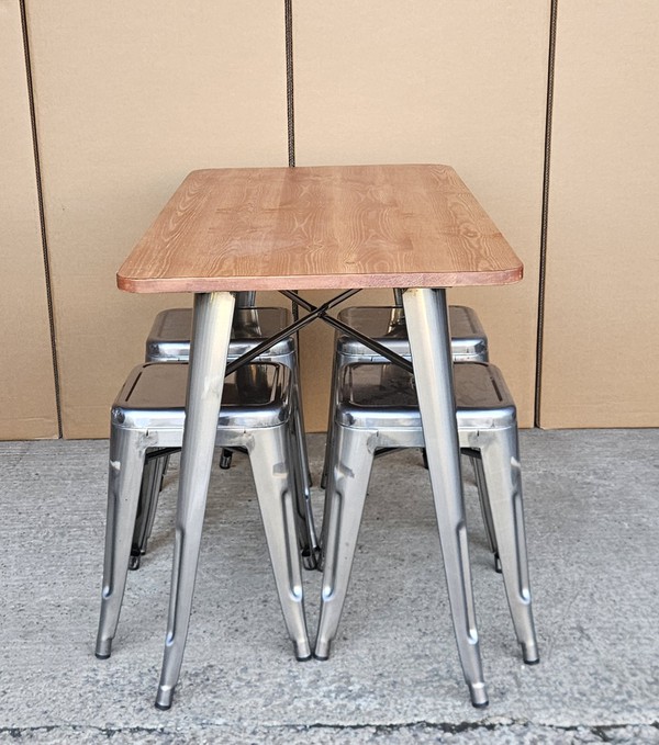 New Gunmetal Table & Stool Set For Sale