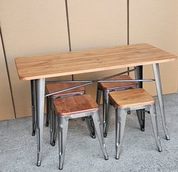 New Gunmetal Table & Stool Set For Sale