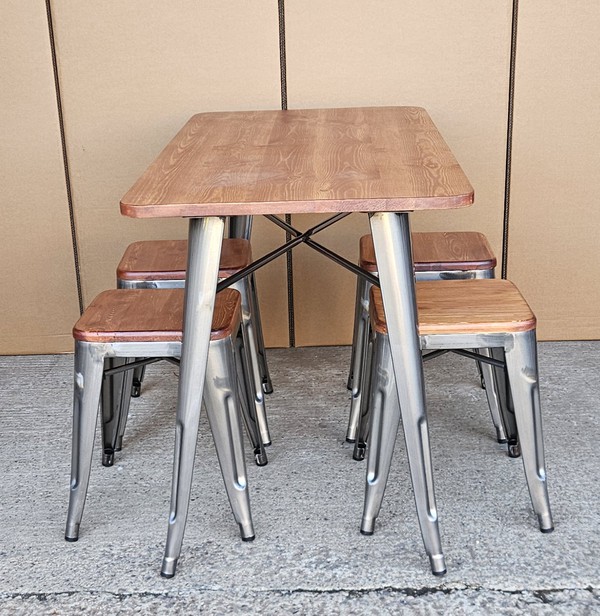 New Gunmetal Table & Stool Set For Sale