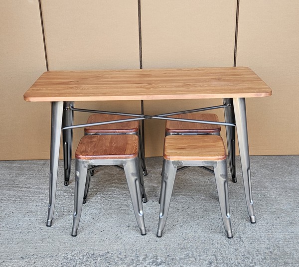 New Gunmetal Table & Stool Set For Sale