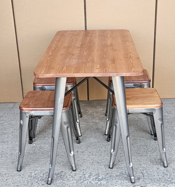 New Gunmetal Table & Stool Set For Sale