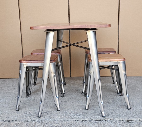 New Gunmetal Table & Stool Set For Sale