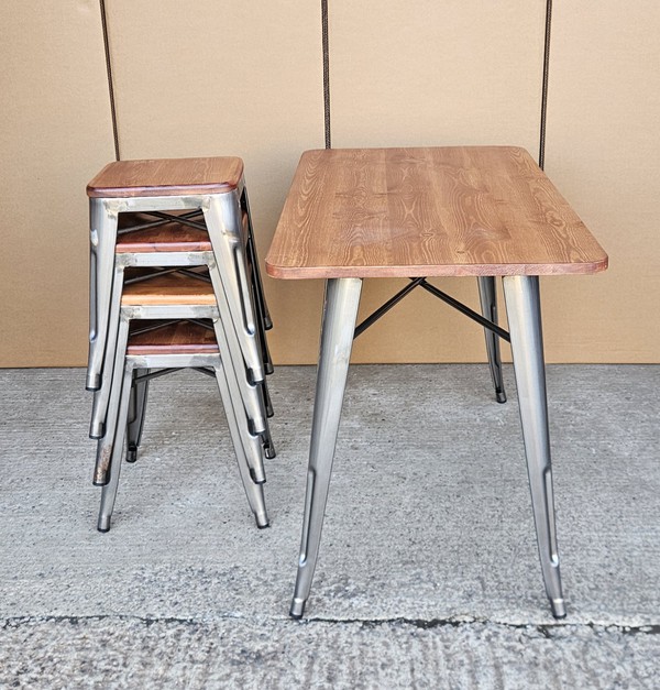 New Gunmetal Table & Stool Set For Sale