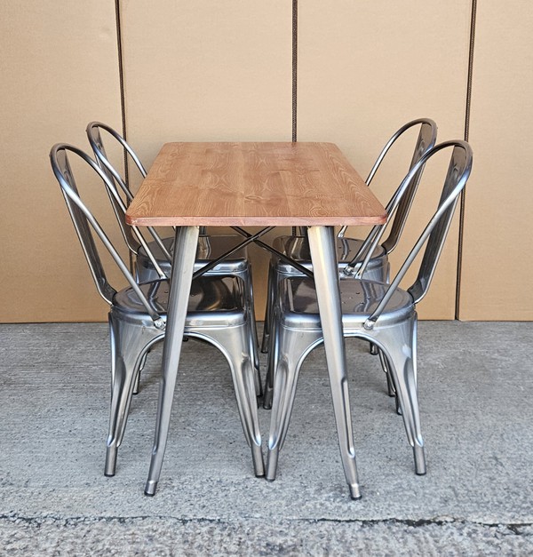 New Gunmetal Table & Stool Set For Sale