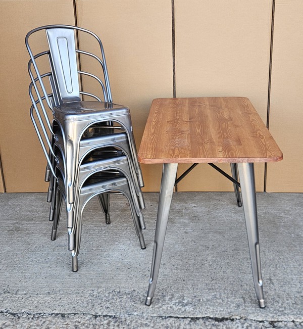 New Gunmetal Table & Stool Set For Sale