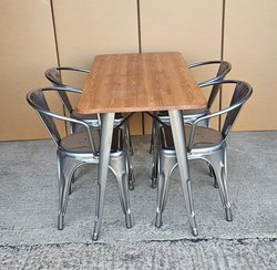 New Gunmetal Table & Stool Set For Sale