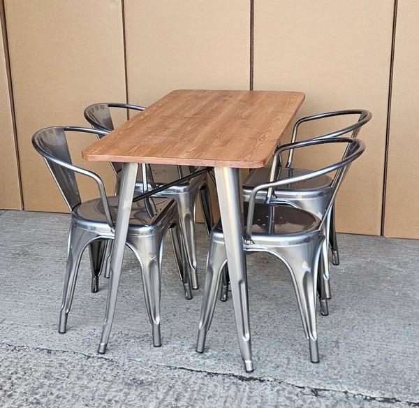 New Gunmetal Table & Stool Set For Sale