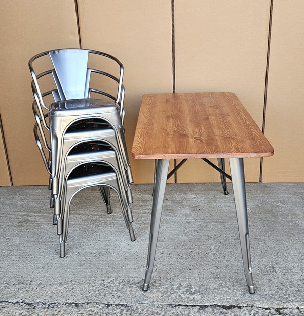 New Gunmetal Table & Stool Set For Sale