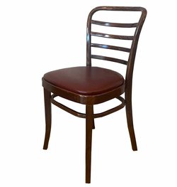 Secondhand 41x Darkwood Ladder Back Chair Burgundy Pad For Sale